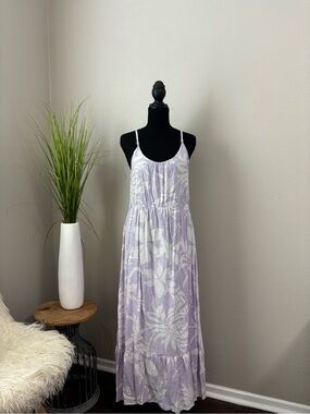 Lavender Floral Maxi Dress - Sleeveless Spaghetti Straps